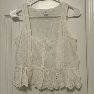 White Eyelet Sleeveless Top